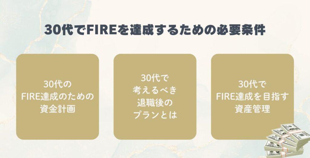 30代でFIREを達成するための条件を考える人のイメージ